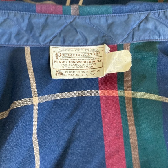 Pendleton 100% wool navy plaid ensemble shirt skirt - Picture 7 of 8